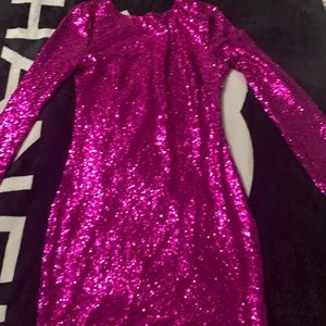 Pink sequin midi dress